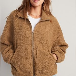 Slouchy sherpa zip jacket for women